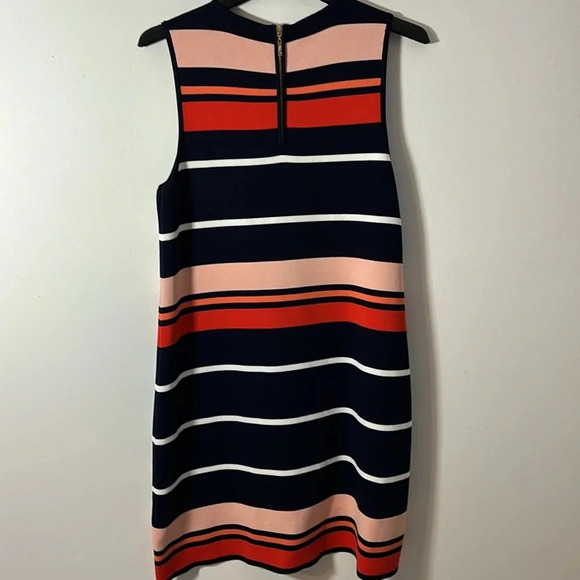 Eliza J Sleeveless Back Zip Dress Size Large Striped Navy Knit A LIne Tank - Picture 5 of 8
